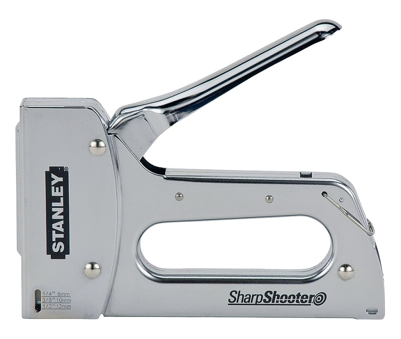 STANLEY STANLEY TR110 Staple Gun, 84 Magazine, 27/64 in W Crown, 1/4 to 9/16 in L Leg, Steel Staple, Silver