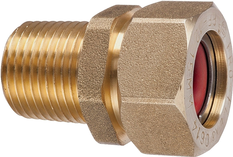 PRO-FLEX Pro-Flex PFMF Series PFMF-1212 Tube to Pipe Fitting, 1/2 in, MNPT, Brass, 1-1/2 in L