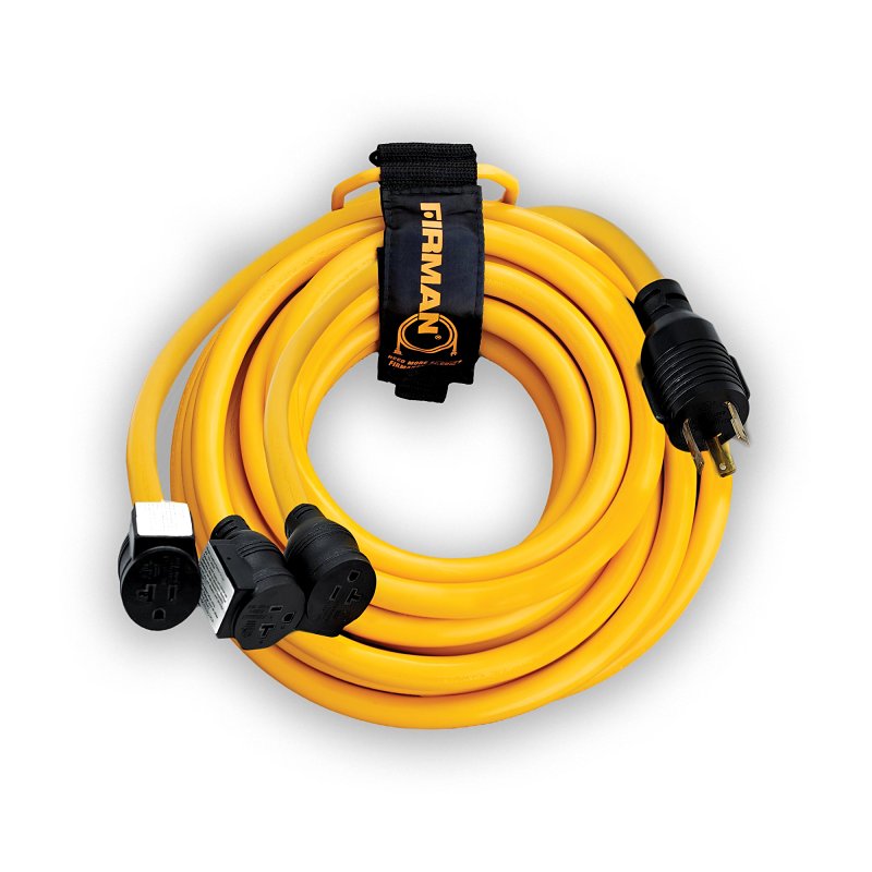 FIRMAN Firman Accessories Series 1105 Power Cord with Storage Strap, Male, Female, 10 ga Wire, 25 ft L, Copper Conductor, 125 V ELECTRICAL FIRMAN