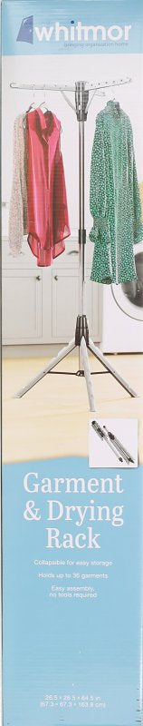 WHITMOR Whitmor 6036-3870 Cloth Drying Rack, Stainless Steel, Silver, 28 in W, 64-1/2 in H, 28 in L