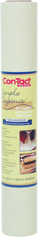 CON-TACT Con-Tact 05F-C5T12-06 Embossed Shelf Liner, 5 ft L, 12 in W, Vinyl, Almond