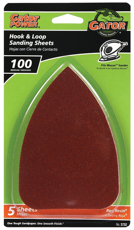 GATOR Gator 3732 Sanding Sheet, 3-1/2 in W, 5 in L, 100 Grit, Medium, Aluminum Oxide Abrasive, Paper Backing TOOLS GATOR