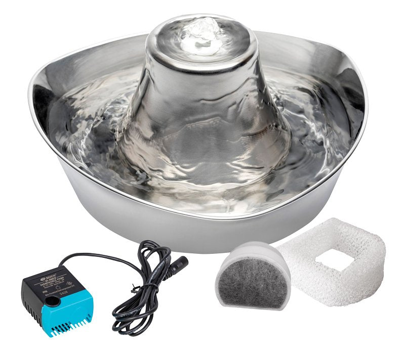PETSAFE PetSafe PWW00-17099 Seaside Pet Fountain, 60 oz Volume, Stainless Steel HARDWARE & FARM SUPPLIES PETSAFE