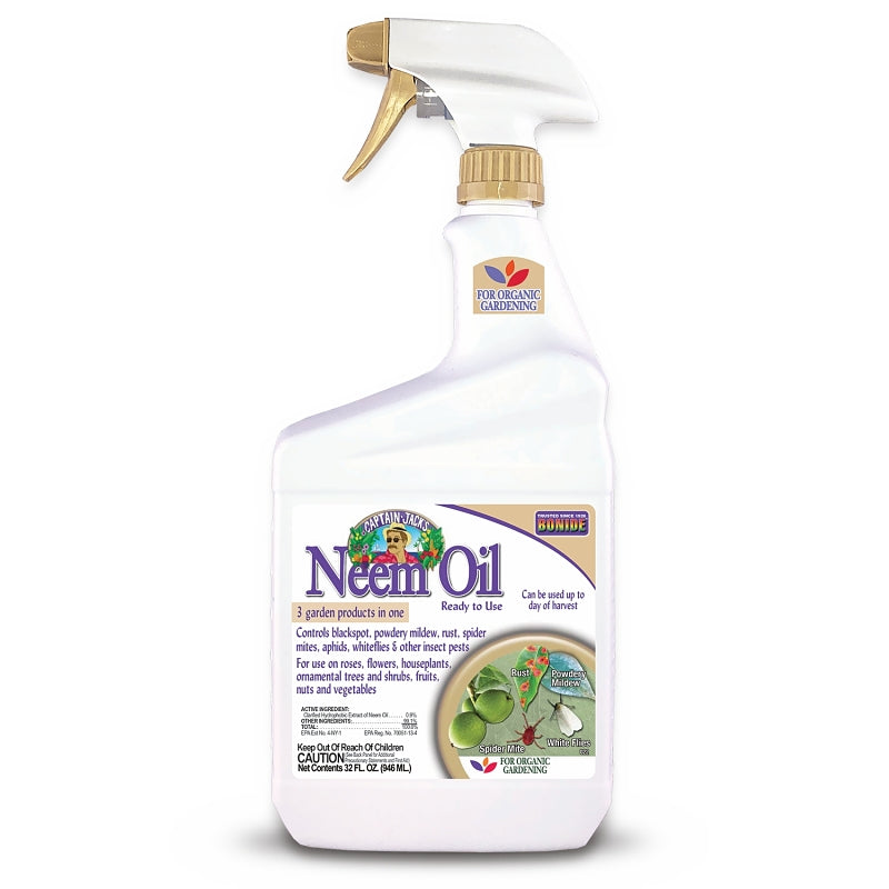BONIDE Captain Jack's 0226 Neem Oil, Liquid, Trigger Spray Application, Indoor, Outdoor, 1 qt Bottle LAWN & GARDEN BONIDE