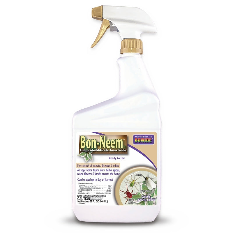 BONIDE Bonide Bon-Neem II 025 Insecticide, Liquid, Spray Application, Indoor, 1 qt