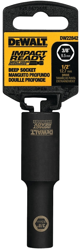 DEWALT DEWALT IMPACT READY DW22842 Impact Socket, 3/8 in Socket, 1/2 in Drive, Square Drive, 6-Point, Steel, Black Oxide