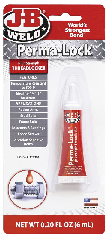 J-B WELD J-B Weld 27106 Threadlocker, Liquid, Mild Organic, Slight, Red, 6 mL, Tube AUTOMOTIVE J-B WELD