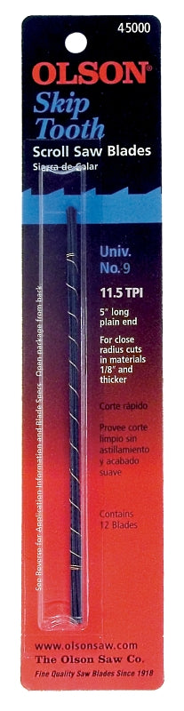OLSON SAW Olson FR45000 Scroll Saw Blade, Skip Tooth Teeth, 11.5 TPI, 0.05 in W, 5 in L