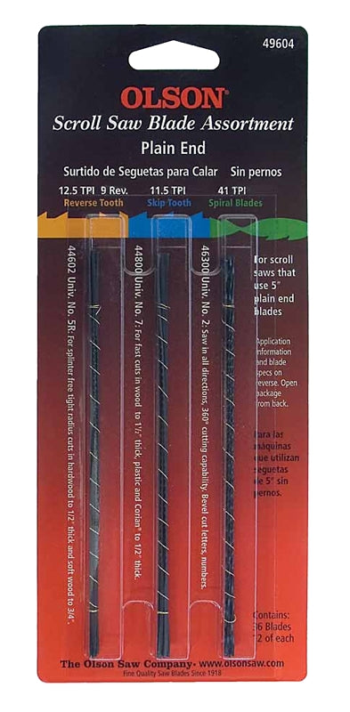 OLSON SAW Olson FR49604 Scroll Saw Blade, 11.5 TPI, 5 in L