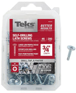 TEKS Teks 21524 Lath Screw, #8 Thread, 1.63 in L, Truss Head, Phillips Drive, Drill Point, Steel, Zinc, 200 PK