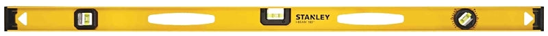 STANLEY STANLEY 42-328 I-Beam Level, 48 in L, 3-Vial, 2-Hang Hole, Non-Magnetic, Black/Yellow, Aluminum