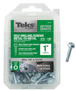 TEKS Teks 21328 Screw, #10 Thread, 1 in L, Coarse Thread, Hex Drive, Self-Drilling, Self-Tapping Point, Steel, Zinc, 140 PK