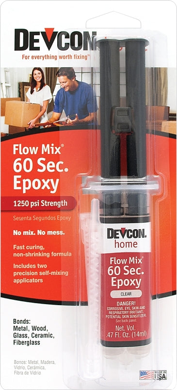 DEVCON Devcon 21445 Epoxy Adhesive, Clear, Liquid, 0.47 oz Syringe PAINT DEVCON