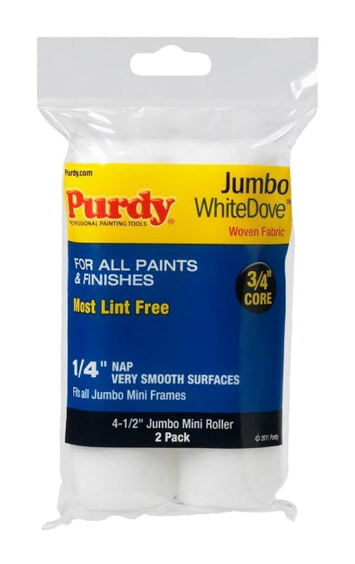 PURDY Purdy 140624010 Jumbo Mini Roller Cover, 1/4 in Thick Nap, 4-1/2 in L, Dralon Fabric Cover PAINT PURDY