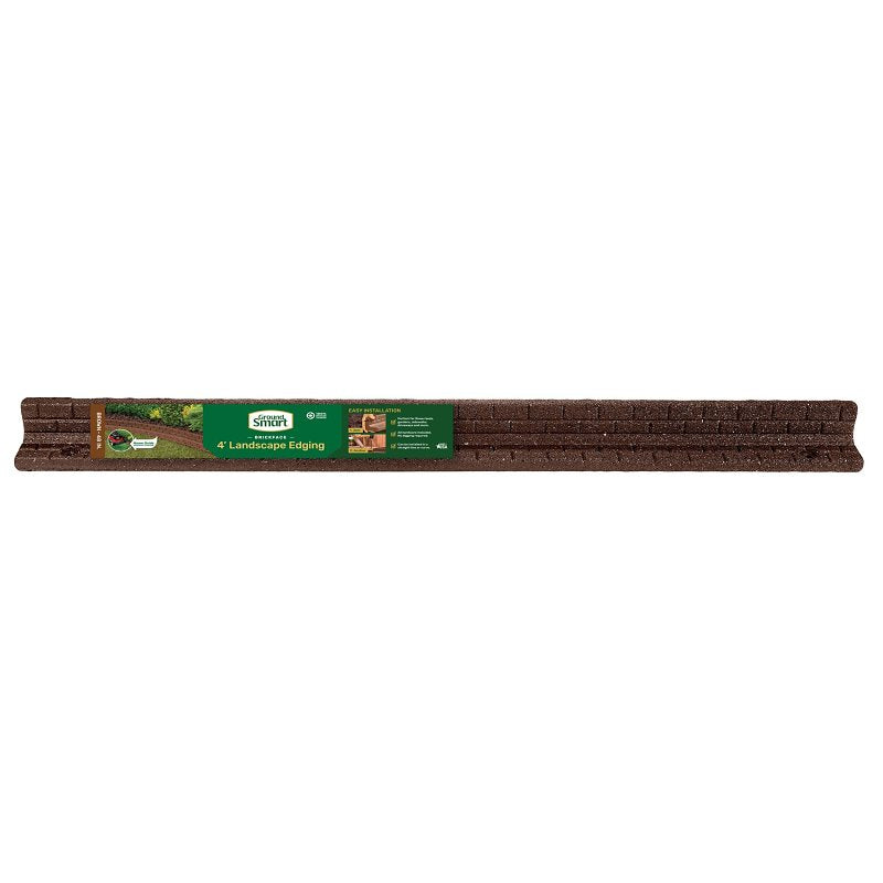 GROUNDSMART Rubberific RBFE4BN40 Brickface Landscape Edging, 48 in L, L, Rubber, Brown