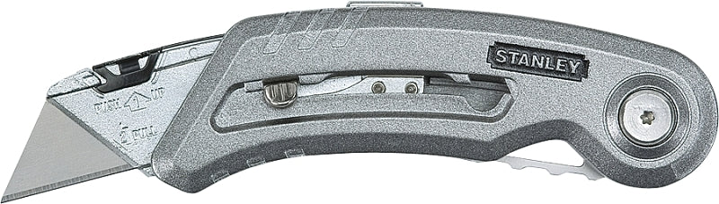 STANLEY STANLEY 10-813 Utility Knife, 2-7/16 in L Blade, 2 in W Blade, Carbon Steel Blade, Ergonomic Handle, Gray Handle