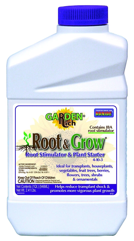BONIDE Bonide Root & Grow 412 Root Stimulator, 1 qt, Liquid, 4-10-3 N-P-K Ratio
