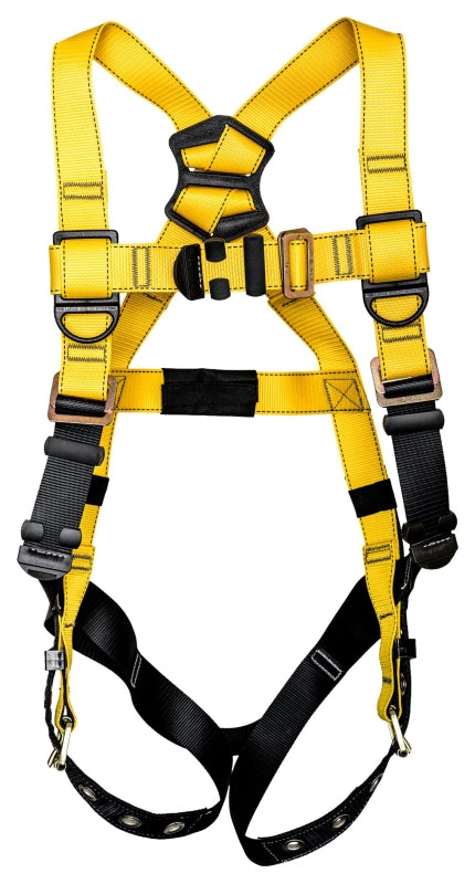 QUALCRAFT INDUSTRIES Guardian Fall Protection 37005B Full Body Harness, M/L, 130 to 420 lb, Polyester Webbing, Black/Yellow AUTOMOTIVE QUALCRAFT INDUSTRIES