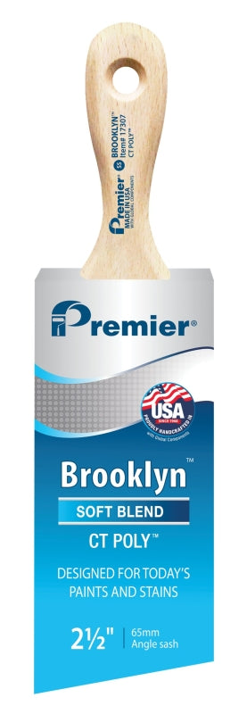PREMIER PAINT ROLLER Premier Brooklyn 17307 Paint Brush, 2-1/2 in W, Short Sash Brush, 3 in L Bristle, Polyester Bristle PAINT PREMIER PAINT ROLLER