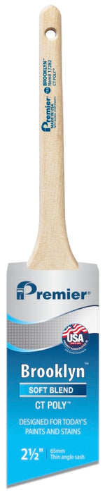 PREMIER PAINT ROLLER Premier Brooklyn 17282 Paint Brush, 2-1/2 in W, Thin Angle Sash Brush, 2-3/4 in L Bristle, Polyester Bristle PAINT PREMIER PAINT ROLLER