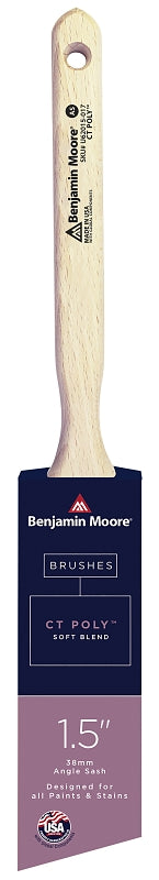 PREMIER PAINT ROLLER Benjamin Moore U62015-017 Paint Brush, Wood Handle, Soft Brush, CT Polymer Bristle, Angle Sash Handle, 1 EA PAINT PREMIER PAINT ROLLER