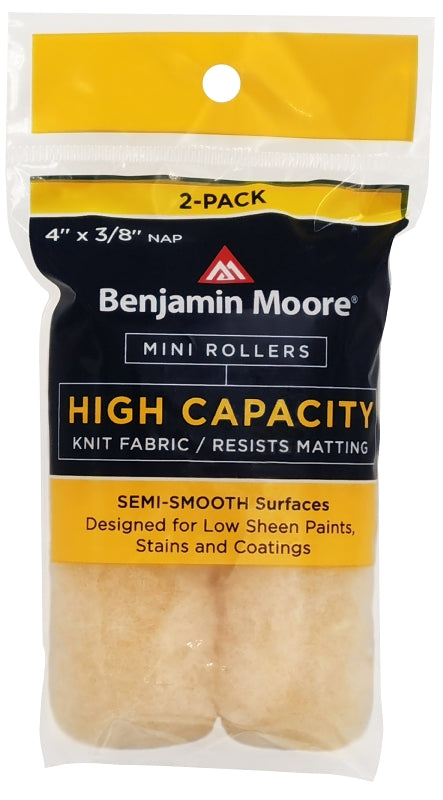 PREMIER PAINT ROLLER Benjamin Moore U66500-018 Mini Roller Cover, 3/8 in Thick Nap, 4 in L, Wool Cover, Buff PAINT PREMIER PAINT ROLLER