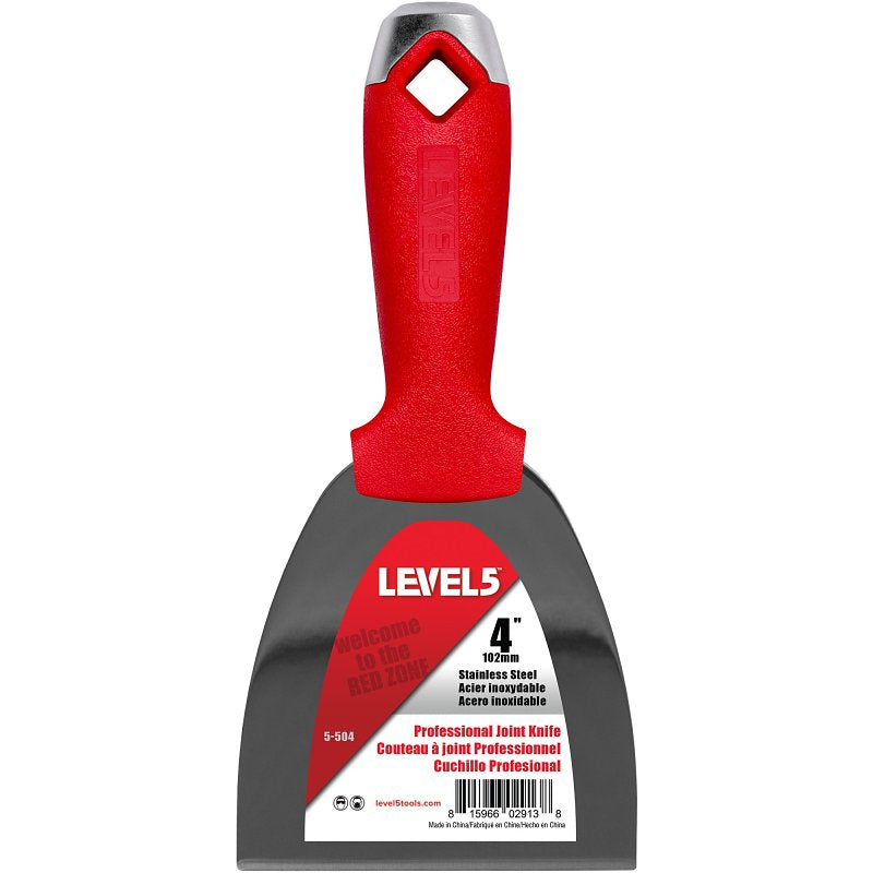 LEVEL 5 TOOLS LLC Level5 5-504 Joint Knife, 4 in W Blade, Stainless Steel Blade, Solid Grip Handle, Polypropylene Handle
