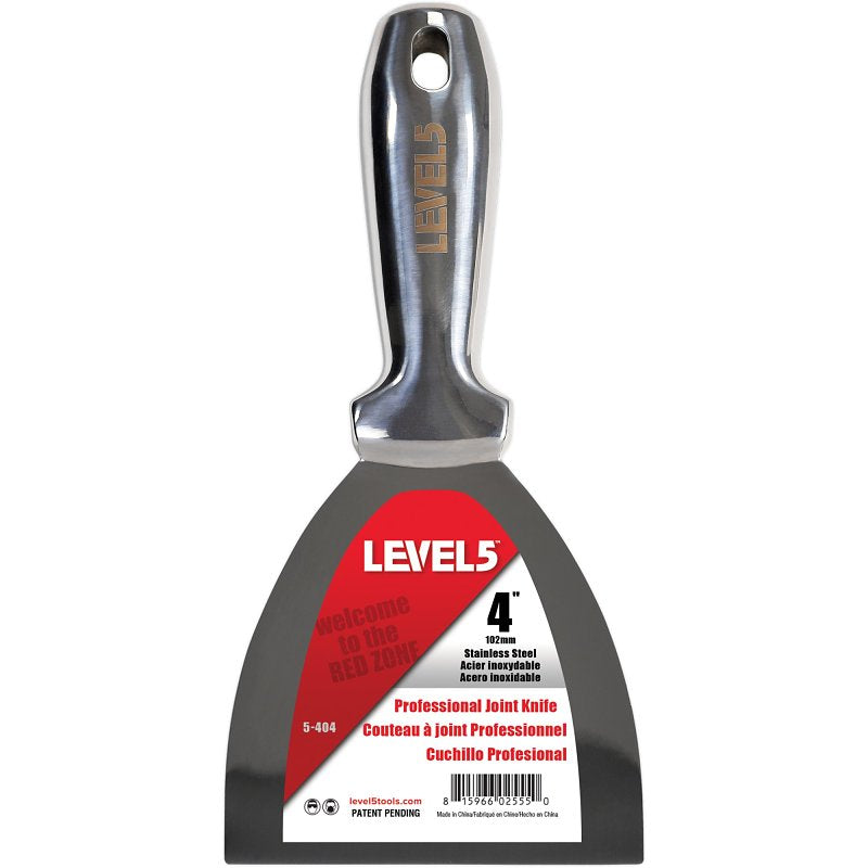 LEVEL 5 TOOLS LLC Level5 5-404 Joint Knife, 4 in W Blade, Stainless Steel Blade, Full-Tang Blade, Comfortable, Curved Handle BUILDING MATERIALS LEVEL 5 TOOLS LLC