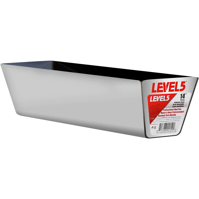 LEVEL 5 TOOLS LLC Level5 5-334 Curved Bottom Mud Pan, Stainless Steel