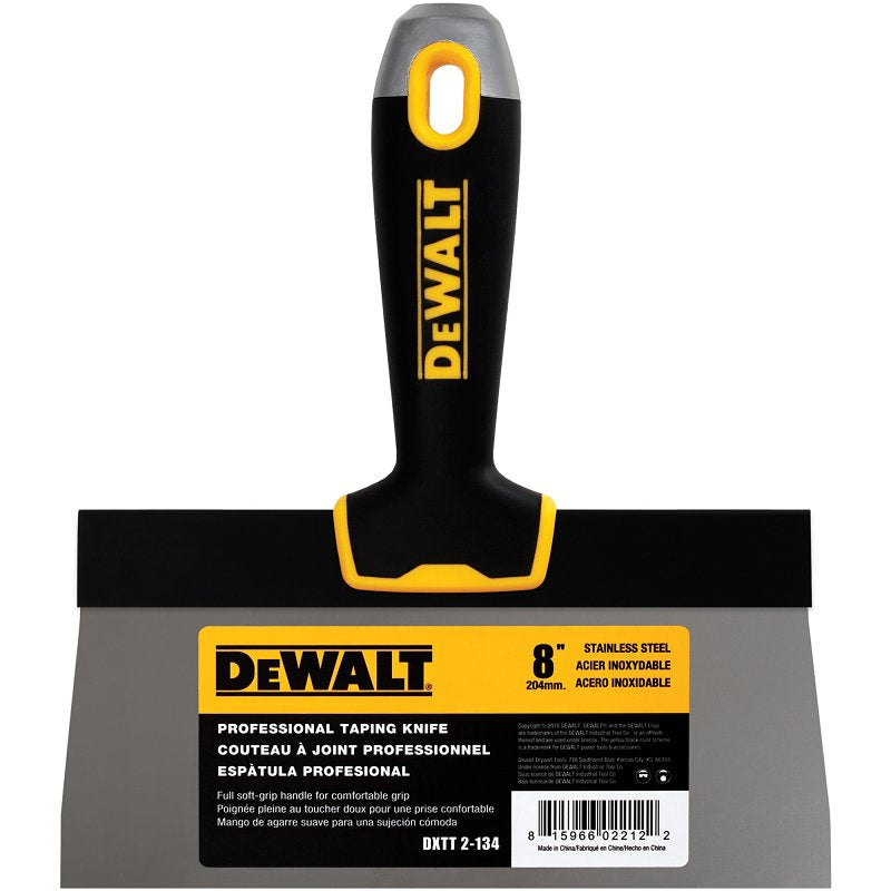 LEVEL 5 TOOLS LLC DEWALT DXTT-2-134 Taping Knife, 8 in W Blade, Stainless Steel Blade, Precision Ground Blade, Ergonomic, Soft Grip Handle