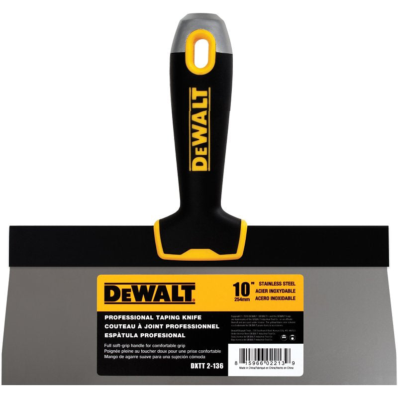 LEVEL 5 TOOLS LLC DEWALT DXTT-2-136 Taping Knife, 10 in W Blade, Stainless Steel Blade, Precision Ground Blade, Nylon Handle BUILDING MATERIALS LEVEL 5 TOOLS LLC