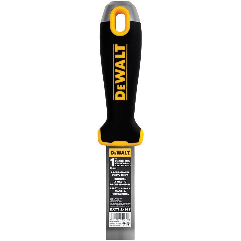 LEVEL 5 TOOLS LLC DEWALT DXTT-2-147 Putty Knife, 1 in W Blade, Stainless Steel Blade, Precision Ground Blade, Ergonomic, Soft Grip Handle BUILDING MATERIALS LEVEL 5 TOOLS LLC