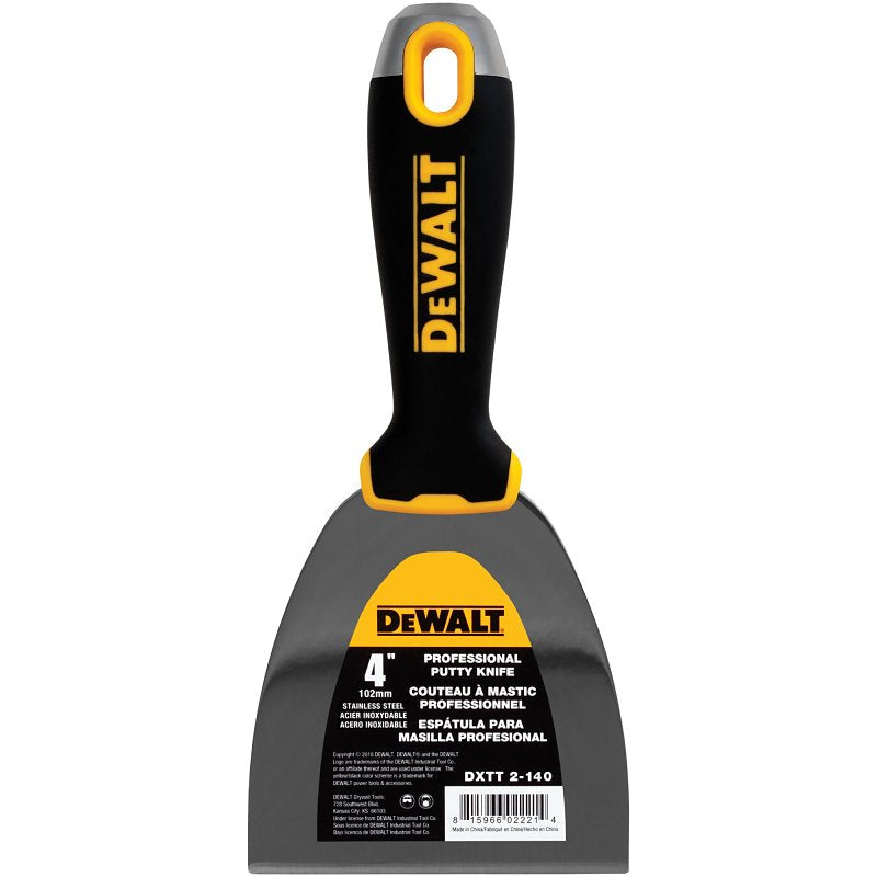 LEVEL 5 TOOLS LLC DEWALT DXTT-2-140 Putty Knife, 4 in W Blade, Stainless Steel Blade, Precision Ground Blade, Ergonomic, Soft Grip Handle BUILDING MATERIALS LEVEL 5 TOOLS LLC