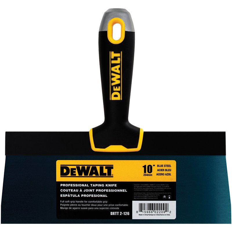 LEVEL 5 TOOLS LLC DEWALT DXTT-2-126 Taping Knife, 10 in W Blade, Steel Blade, Precision Ground Blade, Ergonomic, Soft Grip Handle