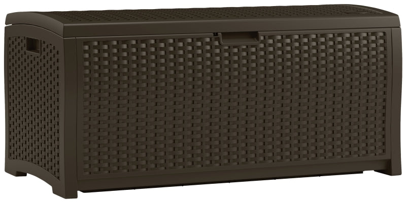 SUNCAST Suncast DBW7300 Wicker Deck Box, 46 in W, 21-1/2 in D, 22-1/2 in H, Resin, Java