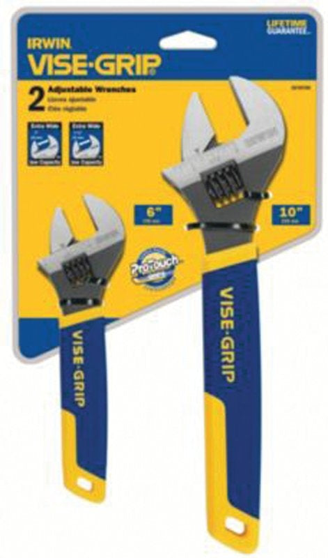IRWIN Irwin Vise-Grip 2078700 Adjustable Wrench Set, Steel, Chrome-Plated, ProTouch Grip Handle TOOLS IRWIN