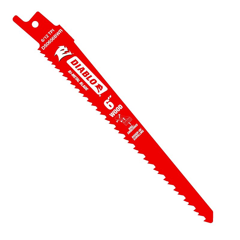 DIABLO Diablo DS0656BWR25 Reciprocating Saw Blade, 6 in L, 6-1/2 TPI, Bi-Metal Cutting Edge