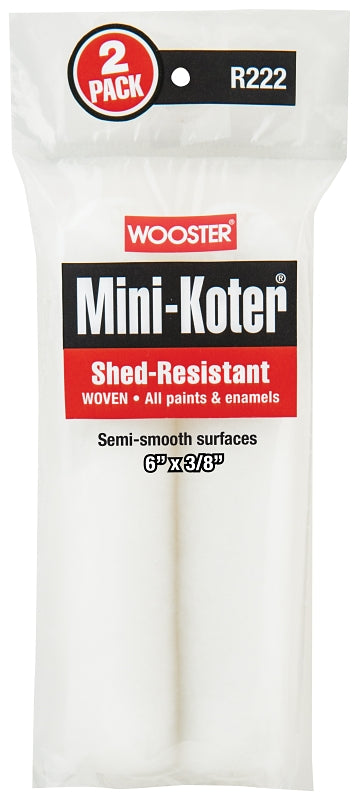 WOOSTER BRUSH Wooster R222-6 Mini Roller Cover, 3/8 in Thick Nap, 6 in L, Fabric Cover, 2/PK