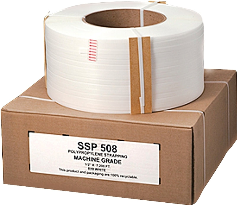 NIFTY PRODUCTS Nifty Wrapper SSP508HD Strapping Coil, 7200 ft L, 1/2 in W, 0.025 Thick, Polypropylene, White