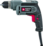 PORTER-CABLE Porter-Cable PC600D Electric Drill, 6.5 A, 3/8 in Chuck, Keyless Chuck, 6 ft L Cord