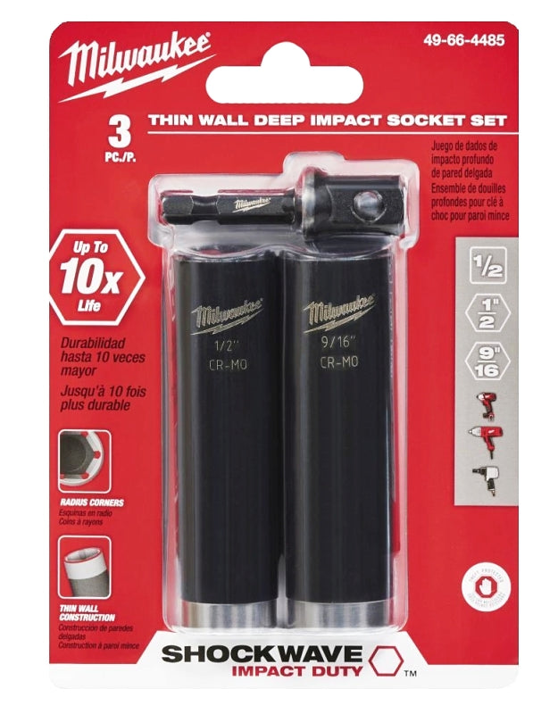 MILWAUKEE Milwaukee SHOCKWAVE Impact Duty 49-66-4485 Deep Well Socket Set, Steel, Black Oxide, Black
