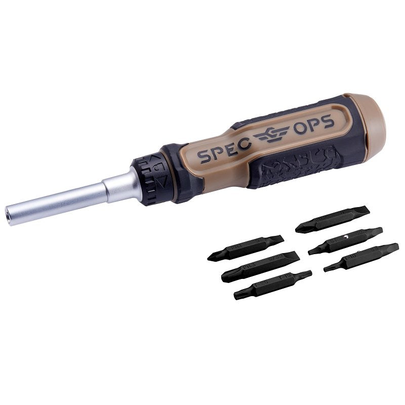 AMAX INC Spec Ops SPEC-SRM-1 12-in-1 Ratcheting Screwdriver, Polypropylene/TPR Handle, Magnetic