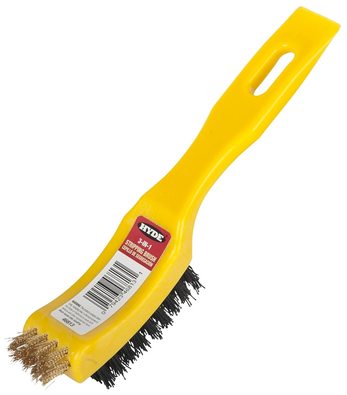HYDE Hyde 46813 Paint Stripping Wire Brush, 0.64 mm L Trim, Brass/Nylon Bristle PAINT HYDE