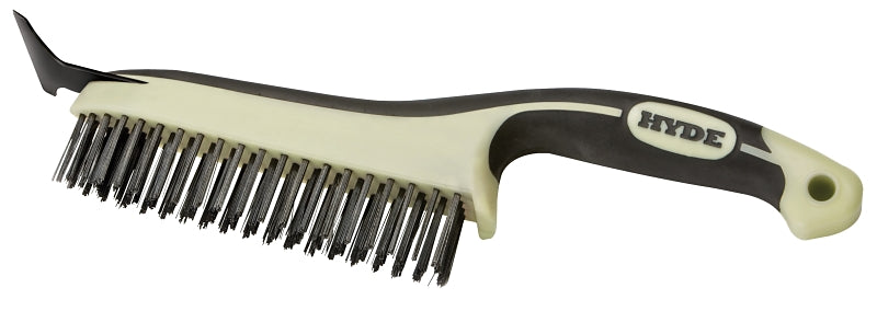 HYDE Hyde MAXXGRIP PRO 46834 Wire Brush with Scraper, 6 in L Brush, 1 in W Brush, HCS Bristle, 1-1/8 in L Trim PAINT HYDE