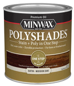 MINWAX Minwax 213854444 Waterbased Polyurethane Stain, Satin, Liquid, Mission Oak, 0.5 pt Can PAINT MINWAX