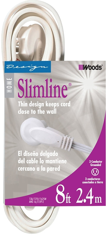 WOODS CCI 2241 Extension Cord, 16 AWG Cable, 8 ft L, White