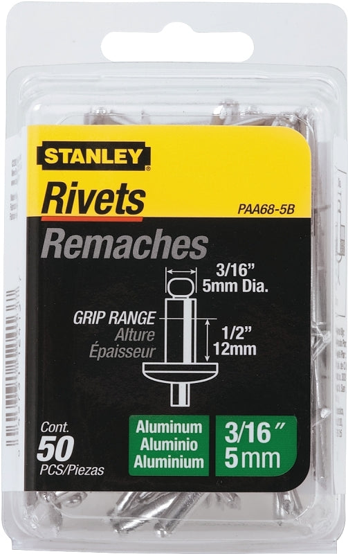STANLEY STANLEY PAA68-5B Pop Rivet, Reusable, 2 in L, Aluminum