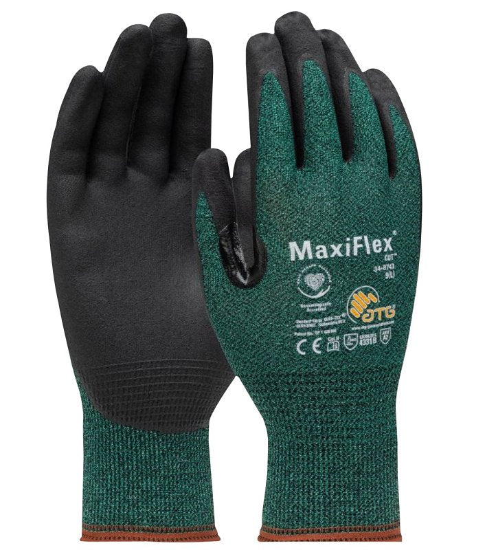 BOSS MFG Boss MaxiFlex Cut 34-8743T/L Seamless Knit Coated Gloves, L, Reinforced Thumb, Knit Wrist Cuff, Nitrile Coating