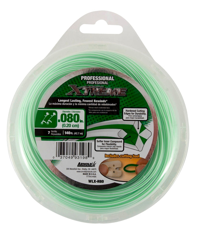 ARNOLD XTREME Arnold Xtreme Professional WLX-H80 Trimmer Line, 0.080 in Dia, 140 ft L, Monofilament
