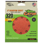 GATOR Gator 4377 Sanding Disc, 5 in Dia, 320 Grit, Very Fine, Aluminum Oxide Abrasive, Fiber Backing, 15/PK TOOLS GATOR